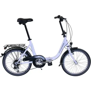 Performance Klapprad, 6 Gang Shimano TOURNEY TY21 Schaltwerk, Kettenschaltung, für Damen und Herren, Kettenschaltung weiß