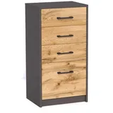 home collective Kommode 45 x 85 x 35 cm Graphit/Eiche