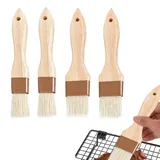 4 Stück Backpinsel Naturborsten, Küchenpinsel Kochpinsel Butterpinsel Grillpinsel Brotpinsel Pinsel Holz Ölpinsel für Lebensmittelpinsel BBQ Gebäck Fleisch Kochen