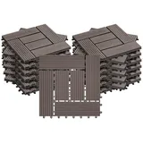 Woltu 22 Stück wpc Terrassenfliesen Holzoptik Coffe, Fliese Terrassendielen Bodenfliese Klickfliese Bodenbelag für Terrasse