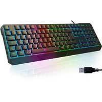 KLIM Chroma Gaming Tastatur - UK Layout - mit Kabel USB - NEU 2024 - Langlebig Ergonomisch Wasserdicht Beleuchtet LED Leise Tasten - RGB Gaming Keyboard für PC Mac Xbox One PS5 PS4 - Schwarz