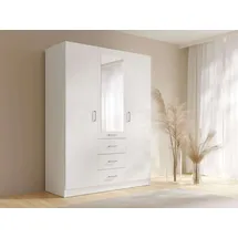 Home Affaire Wäscheschrank KOS Garderobe mit 3 Schubladen, Kleiderstange, 4 Einlegeböden, Spiegel 150,5 x 200,5 x 58 cm Weiß