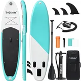 Triclicks SUP Board Aufblasbares Stand Up Paddle Board Paddling Board Surfboard mit Verstellbares Paddel, Handpumpe mit Druckmesser, Leash, Finner, Rucksack, 300 x 76 x 15cm (Stil 1)