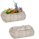 Blumentopf Übertopf Pflanzkorb Indoor Rattan Blumengefäß Pflanzentopf 2er Set