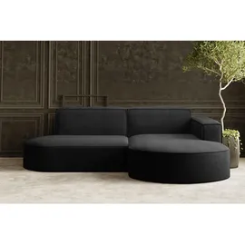 kaiser möbel Ecksofa Designer MODENA STUDIO stoff Dicker cord Poso Schwarz Rechts - Schwarz