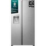 Hisense RS5P528STIE Side-by-Side mit Eis-, Crushed-und Wasserspender/ 528L/ Wassertank/ConnectLife/SuperCool/Big Box/Flat Duct/XXL Türfach/BxHxT: 91,1×178,6×61,5cm/ Edelstahl [Energieklasse E]