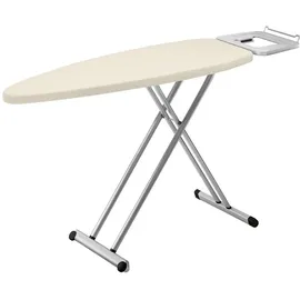 Tefal IB5100 Bügeltisch (Sicherheitsablage, Dampfbügelfläche ohne Durchtropfen, integrierte Kleiderstange, höhenverstellbar) silber/beige
