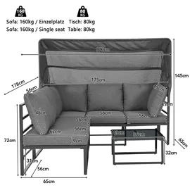 Merax Gartenlounge-Set 4-tlg. grau