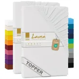 Lavea Spannbettlaken Maya, in Gr. 60x140, 90x200, 120x200, 140x200, 180x200 oder 200x220 cm, Baumwolle, Gummizug: rundum, (2 Stück), Jersey Spannbetttuch für Topper, Boxspring- und Wasserbetten weiß 90/100 cm x 200 cm