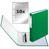 Herlitz Ringbuch DIN A5 mit 2-Ringe incl. 10 Prospekthüllen Farbe: grün