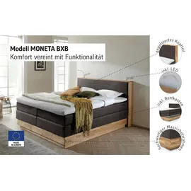 Home Affaire Boxspringbett HOME AFFAIRE "Cavan", grau (anthrazit), B:164cm L:222cm, Microfaser (100% Polyester), Komplettbetten, Boxspringbett, Eiche, inkl. Bettkasten & Topper, verschiedene Härtegrade (auch H4)