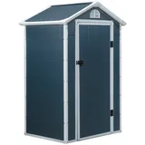 MODFU Gerätehaus Metall Grau 134x104x204 cm mit Belüftungsöffnungen, Seitenfenster und Pultdach
