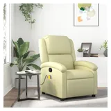 vidaXL Massagesessel Relaxsessel Echtleder 55 x 99,5 x 73,6 cm Creme mit Fernbedienung