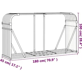 vidaXL Kaminholzregal Verzinkter Stahl 180 x 45 x 100 cm Braun