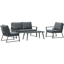 Outsunny Gartenmöbel Set Aluminium, Polyester, Polyrattan