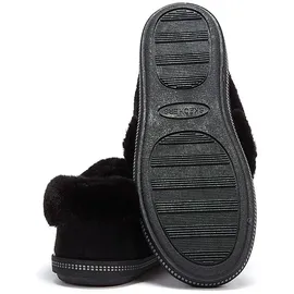 SKECHERS Cozy Campfire Team Toasty Slippers, Black Microfiber/Faux Fur Line, 39
