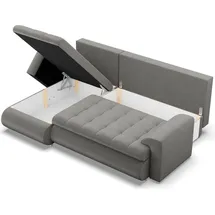 mebligo Links Ecksofa mit Schlaffunktion FORESTA, Sofa mit bettkasten Hellgrau - Grau