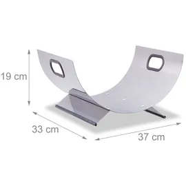 Relaxdays Kaminholzkorb 37 x 33 x 19,5 cm silber