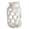 Deko Glasflasche mit Kordeln x cm weiß