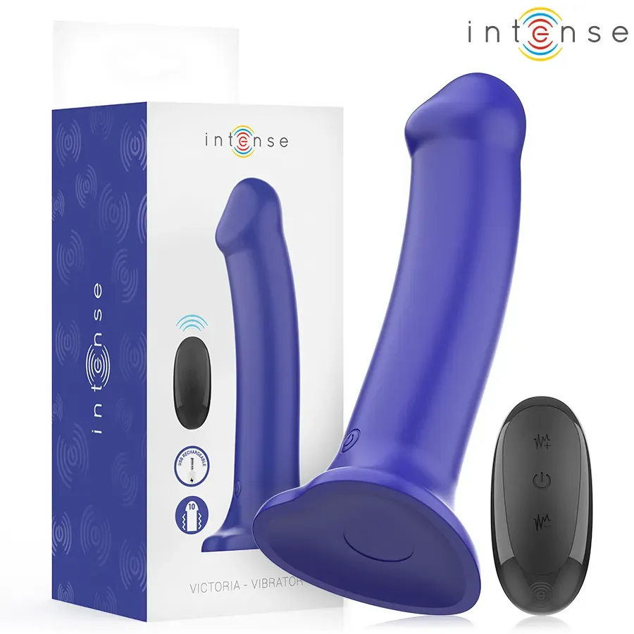 INTENSE - Victoria Vibrator mit Saugnapf, 10 Vibrationsmodi, Dunkelblau, Fernbedienung