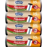 Swirl Reißfest & Dicht Fixierband Müllbeutel 35 l (4 x 10 Beutel), tropfsichere Müllsäcke für den Hausmüll, reißfeste Mülltüten für sicheren Halt am Mülleimer