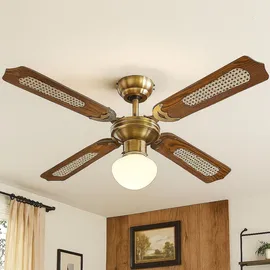 ETC Shop Deckenventilator 106,6 cm Eiche Geflecht