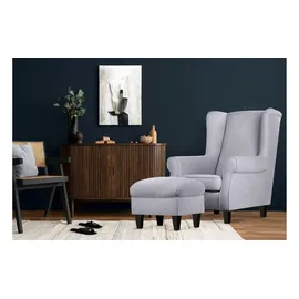 Konsimo Ohrensessel Miles Webstoff 82 x 105 x 97 cm Grau