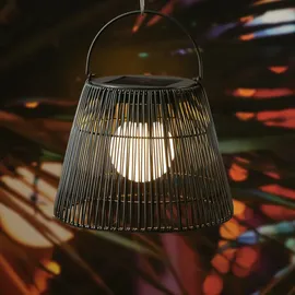 MARELIDA LED Solar Laterne/Hängeleuchte in Rattanoptik Solarleuchte schwarz