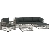 vidaXL Polyrattan Lounge-Set grau inkl. Auflagen 46811