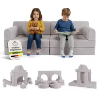 Juskys Kindersofa Kayo  mit Burgmotiv Polyester beige