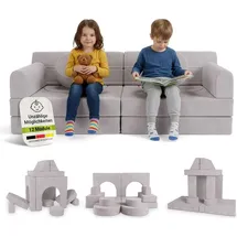Juskys Kindersofa Kayo  mit Burgmotiv Polyester beige