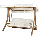 JV Möbel Luxuriöse Gartenschaukel Braun/Beige 3-Sitzer