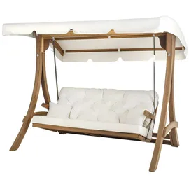 JV Möbel Luxuriöse Gartenschaukel Braun/Beige 3-Sitzer