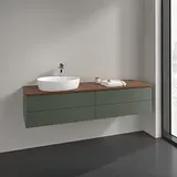 Villeroy & Boch Villeroy und Boch Antao Waschtisch-Unterschrank K26152HL 160x36x50cm, Hahnlochbohrung, Waschbeckenplattenfarbe warm walnut, leaf green matt lacquer