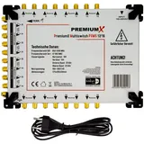 PremiumX PXMS 17/16 Multischalter mit Netzteil Multiswitch 4 SAT für 16 Teilnehmer Satverteiler Digital HDTV FullHD 4K UHD 8K
