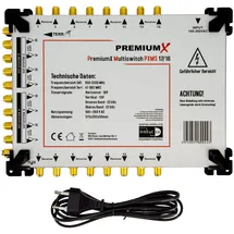 PremiumX PXMS 17/16 Multischalter mit Netzteil Multiswitch 4 SAT für 16 Teilnehmer Satverteiler Digital HDTV FullHD 4K UHD 8K
