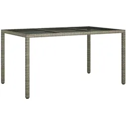 vidaXL Gartentisch 150x90x75 cm Hartglas und Poly Rattan Grau