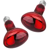 SKIKHN Reptilien Rotlichtlampe, 2 Stück 100W Rotlichtlampe Birne, Reptilien Wärmelampe, E27 Base Infrarot Wärmelampes, Wärmelampe Terrarium, Heizlampen für idechsen, Schildkröten, Schlangen, Spinnen