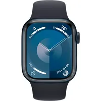 Apple Watch Series 9 41mm Schwarz (Schwarzes Silikon Armband S/M)