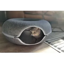 Aumüller Donut Katzenhöhle dunkelgrau Filz mit Reißverschluss 60 x 60 x 30 cm