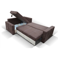 JVmoebel Ecksofa Design Schlafsofa Sofa Polster Wohnzimmer Ecksofa Couch Textil, Mit Bettfunktion braun|weiß