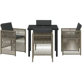 vidaXL Garten Essgruppe 5 pcs Grau Poly Rattan