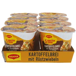 Maggi 5 Minuten Terrine Kartoffelbrei mit Röstzwiebeln 56 g, 8er Pack