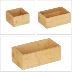 Relaxdays Ordnungsboxen 5er Set, Schubladen Ordnungssystem Bambus, Organizer Küche, Bad & Büro, versch. Größen, natur