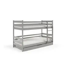 masseno Etagenbett SIMBA 80 x 160 cm Kiefer hellgrau silber