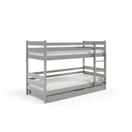 masseno Etagenbett SIMBA 80 x 160 cm Kiefer hellgrau silber