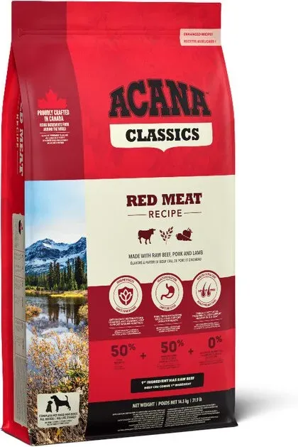 ACANA Classic-Serie Rezeptur mit rotem Fleisch 14,5 kg (Angus-Rind, Yorkshire-Schwein, grasgefüttertes Lamm, glutenarme Haferflocken)