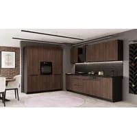 Küchen-Preisbombe Küchenzeile MONZA 280 + 180 cm Nussbaum Schwarz matt