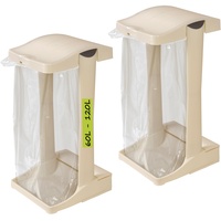 2 x System - Müllsackständer * PREMIUM * mit integriertem Aufbewahrungsfach, 60-120 L perlweiß
