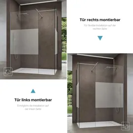 doporro Luxus Duschwand Duschabtrennung 120x90 Walk-in Dusche aus 2 festen Glaselementen mit Stabilisator aus Echtglas 8mm Esg-sicherheitsglas Klar...